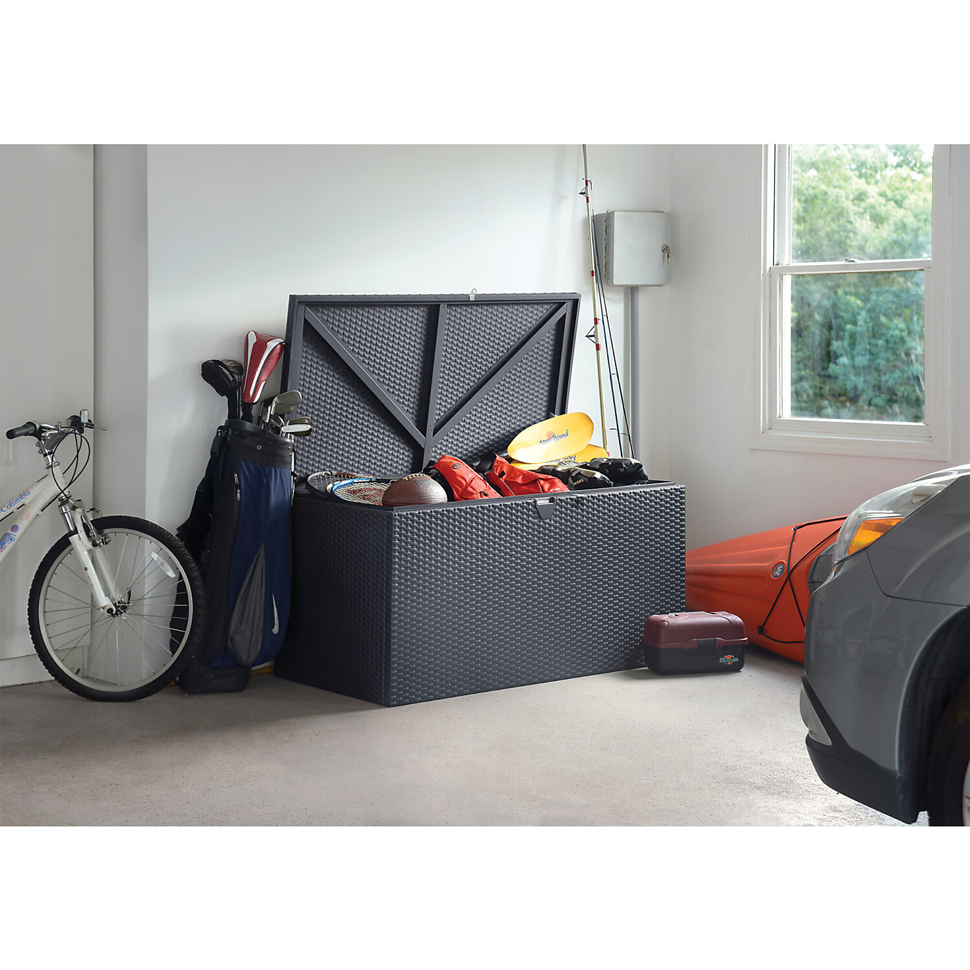 Arrow Spacemaker Steel Deck Box, Anthracite Gray, 134 1/2-Gallon Capacity, Model# DBBWAN
